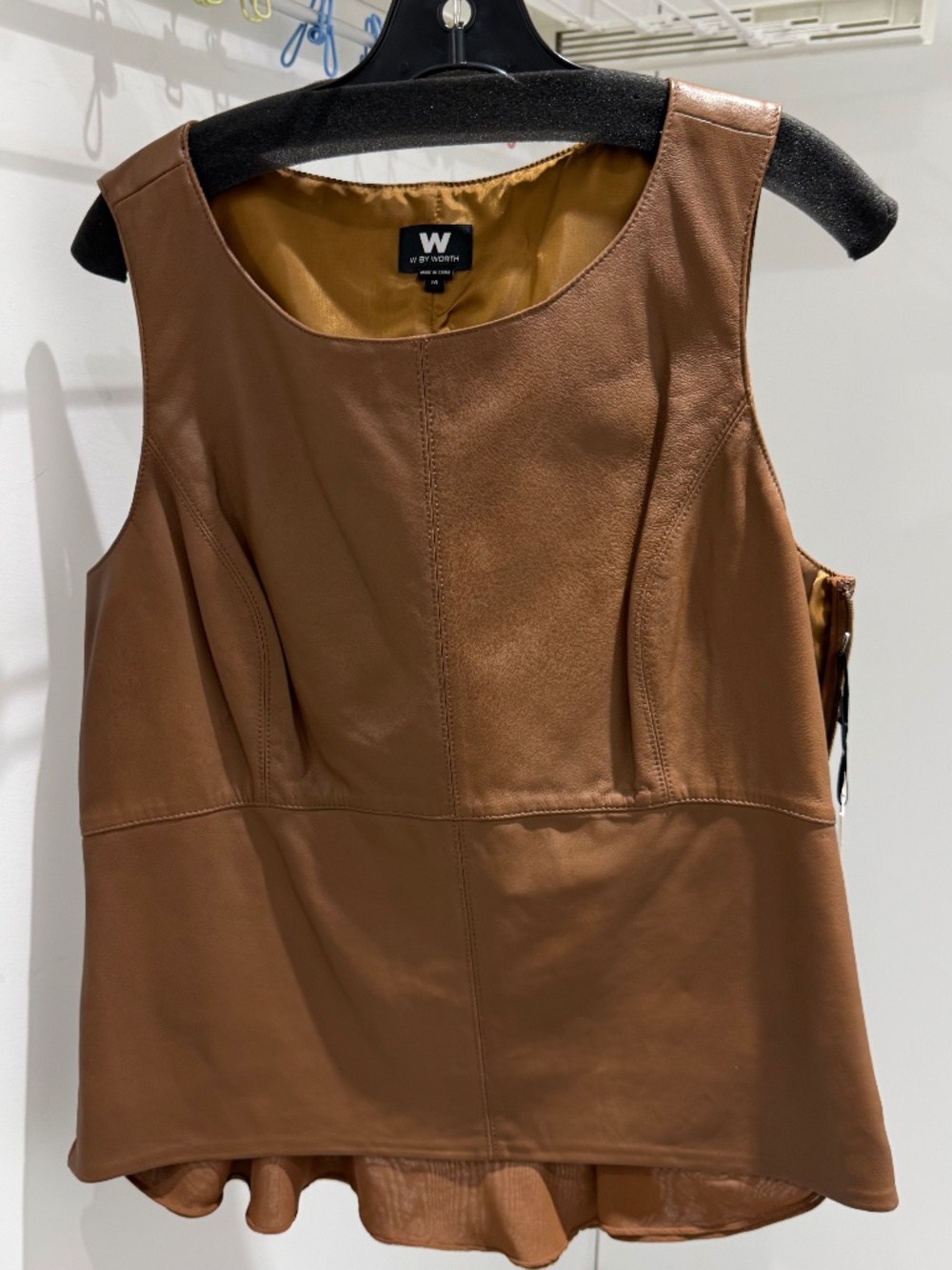 W By worth Brown Leather Top